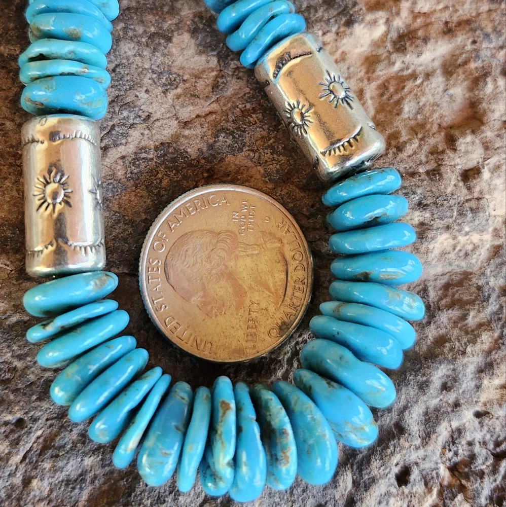 Sterling Silver Genuine Turquoise Necklace - Picture 15 of 17